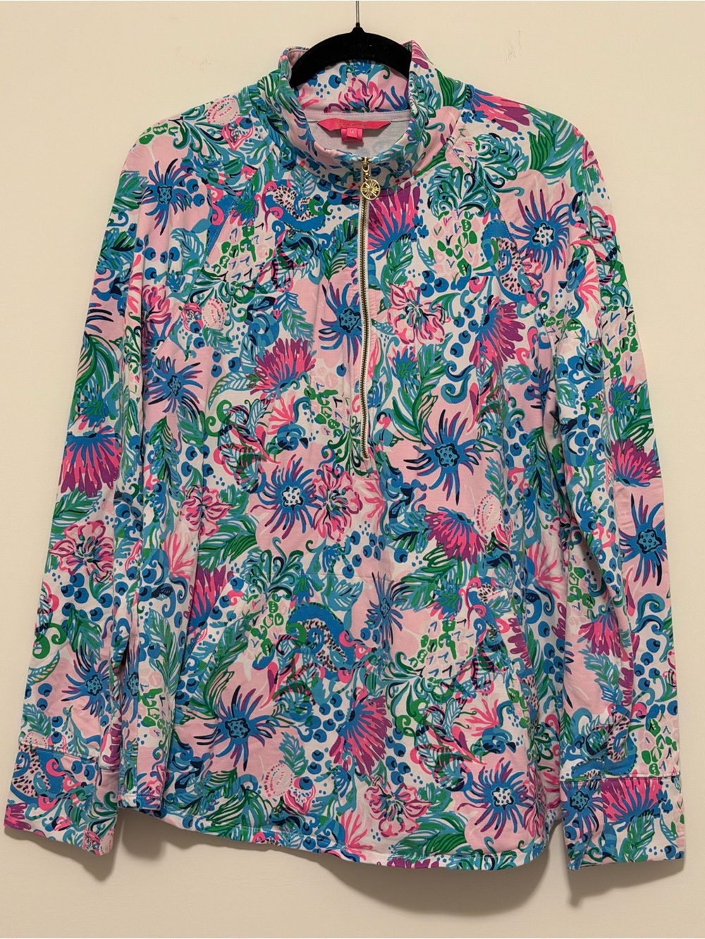 Lilly Pulitzer Size XL Floral UPF 50+ Skipper Popover Long Sleeve Preppy Golf